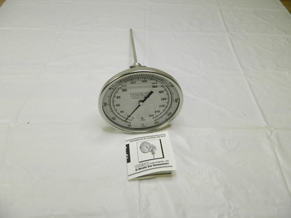 WIKA Bimetal Dial Thermometer: 50 to 500 ° F, 9" Stem Length 52090A010A4SF
