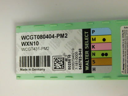 Walter Carbide Turning Inserts WCGT431-PM2 Grade WXN10 Qty 10 Pcs 5025616