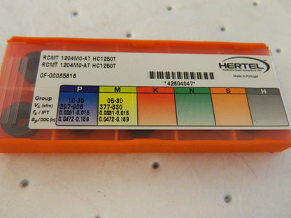 HERTEL RCMT 1204M0 AT HC1250T qty 10 Carbide Turning Inserts 42804047