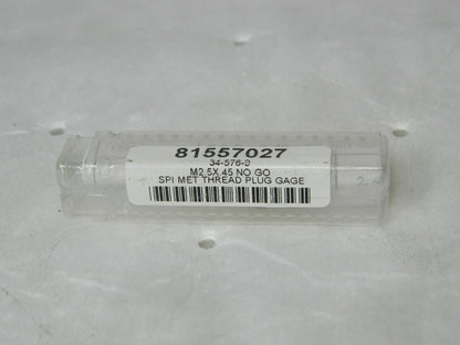 SPI Metric Taperlock Thread Plug Gage Single End M2.5x.45 Thread NOGO 34-576-9