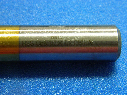Interstate Cobalt End Mill 1/2" x 1/2" x 3" TiN Coated 4FL 01906338