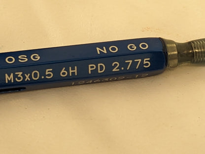 OSG Plug Thread Gage: M3x0.50 Thread 6H Class Double End 1500200100LF
