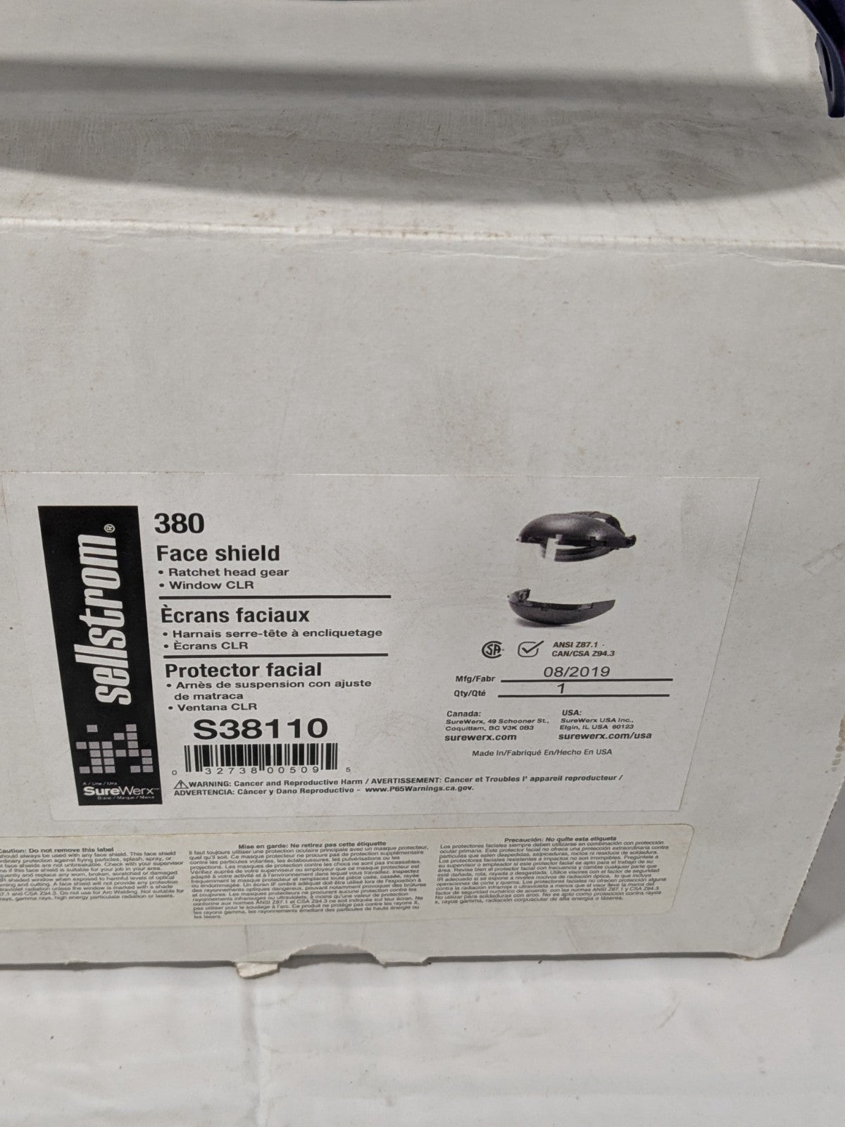 Sellstrom Face Shield with Chin Guard: 6-1/2" High, 19-1/2" Wide S3811