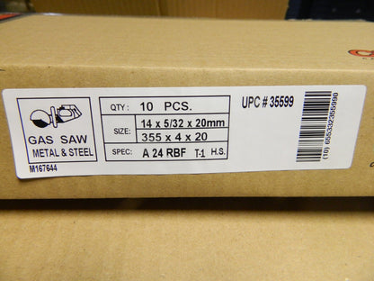 CGW Abrasives AO Cut-Off Wheel Type 1, 14 Dia, 5/32 Thick Qty 10 35599