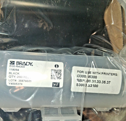 Brady Ribbon Cartridge 4.33" W 200' L Black Resin 118094