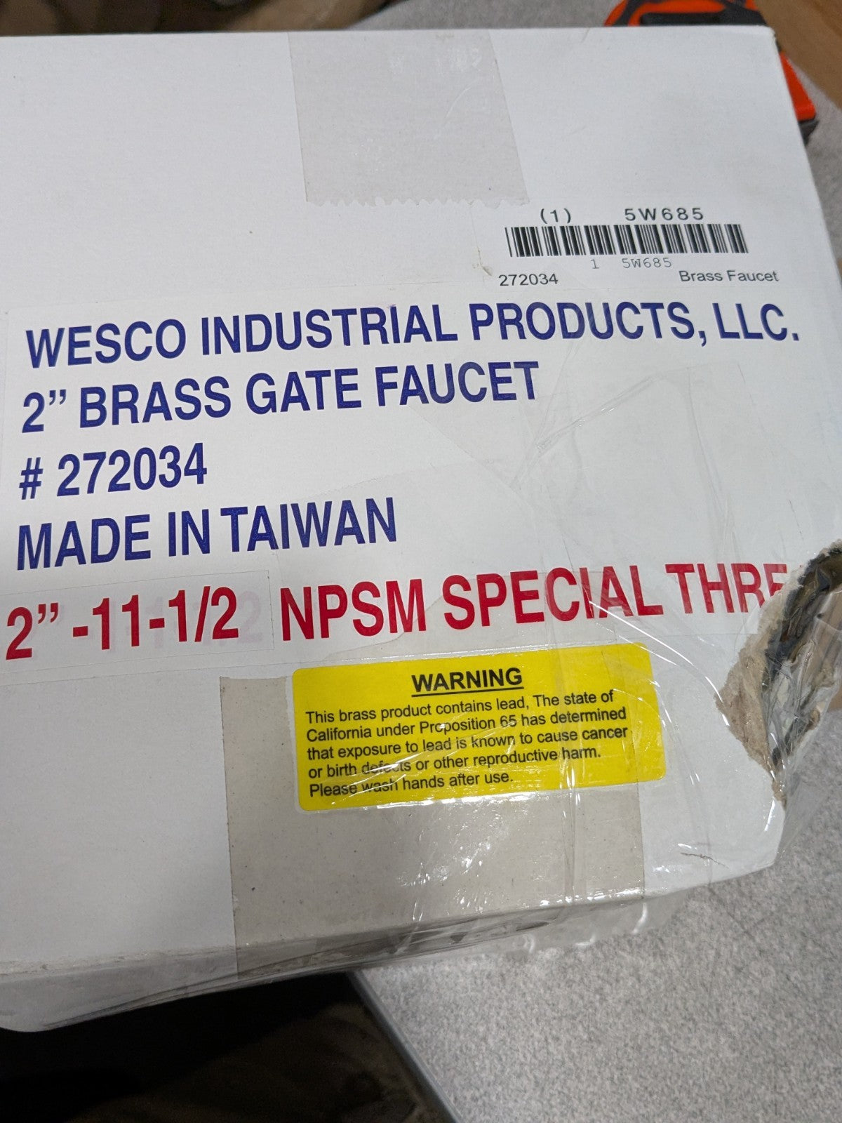 Wesco 2" Brass Rigid Drum Gate Valve, Self Closing 272034