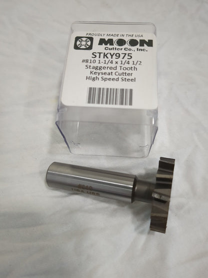 MOON Woodruff Keyseat Cutter: 1-1/4" Cut Dia Staggered Tooth minor rust STK