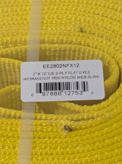Lift-All Flat Eye & Eye 12' Long, 2" Wide, 6400 lb Vertical Capacity EE2802NFX12