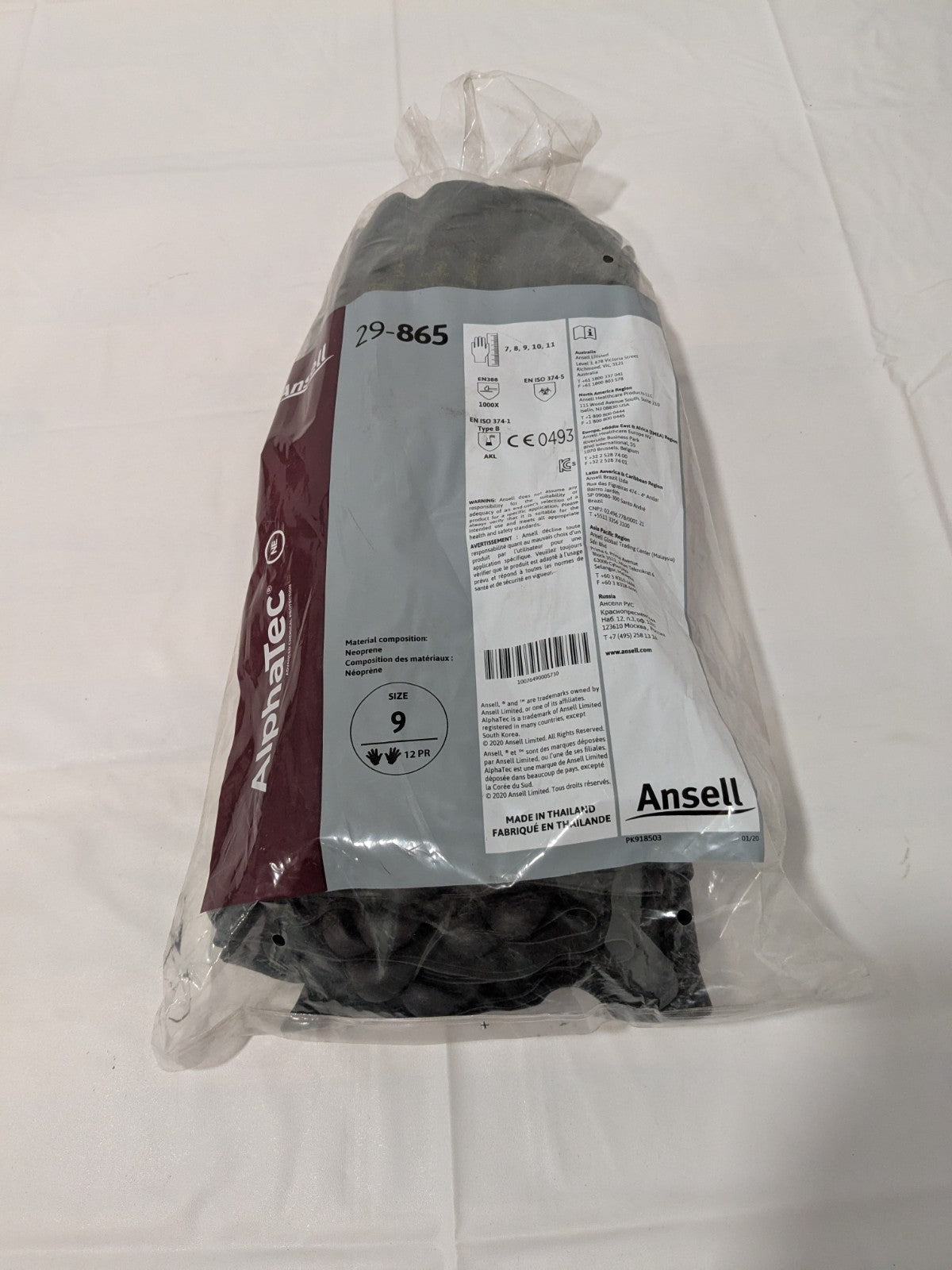 Ansell Chemical Resistant Gloves: AlphaTEC 29-865 Sz 9 Pack of 12 116313
