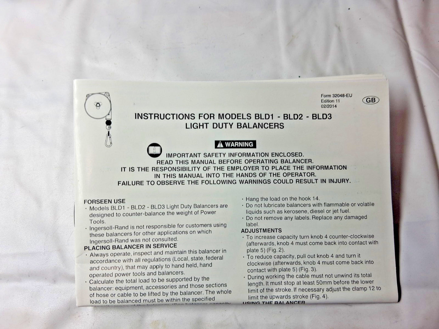 Ingersoll Rand Tool Balancer 6.6 lb Max Load 5.2' Cable Length BLD3