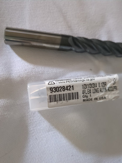 ACCUPRO Corner Radius End Mill: 1/2" Dia, 2" LOC 12183098