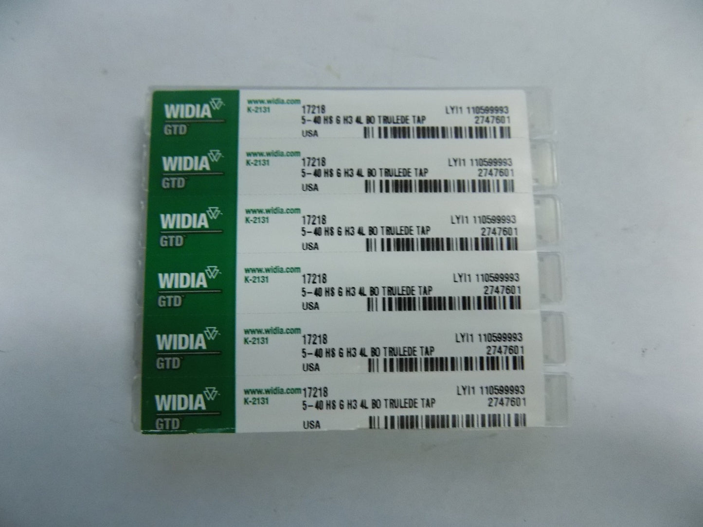 Widia Gtd  5 - 40 H3 Bottom Thread Forming Taps Qty. 5 17218