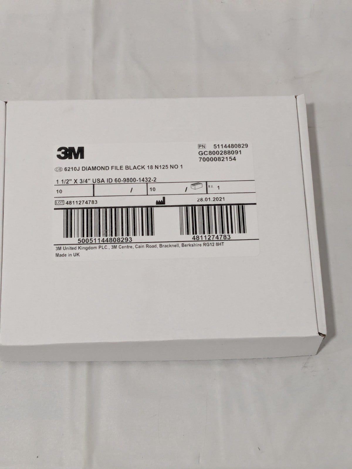 3M Flexible Diamond Hand File 6210J, 1-1/2 in x 3/4 in Box of 10 7000082154