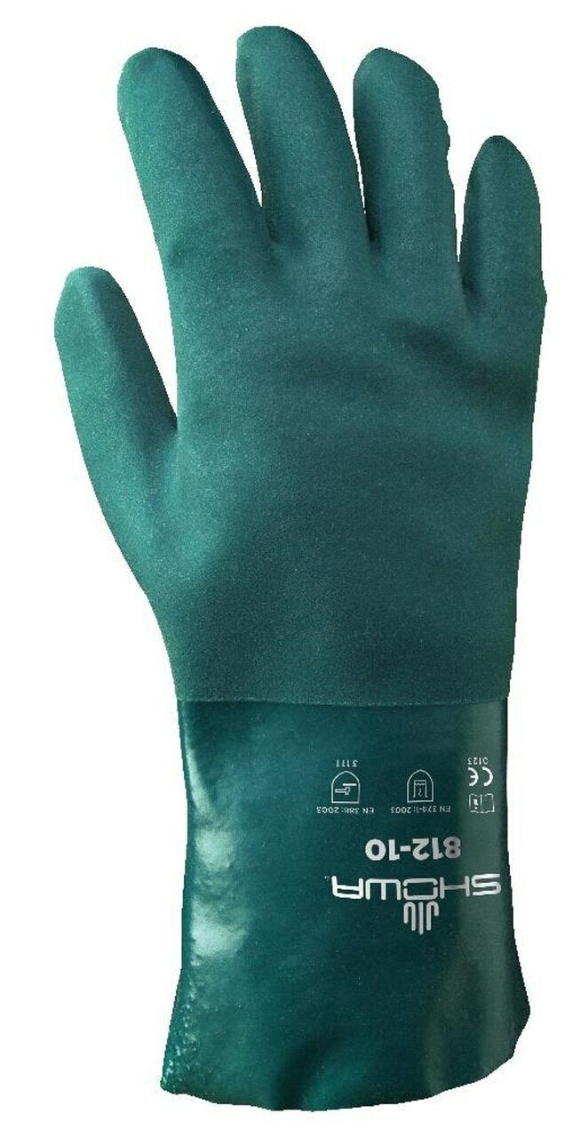 SHOWA SZ M (9) 12" Long Supported PVC Chem Resistent  Gloves QTY 12 812M-09