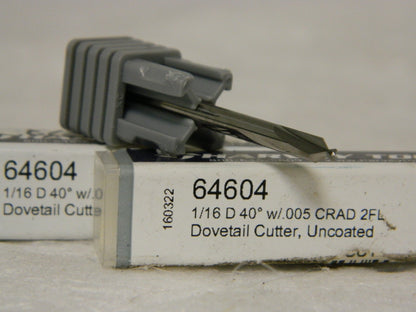 Harvey Tool Dovetail Cutter 1/16" Diam X 1/8" Shank Diam 40° 2 Flute Qty 2 64604