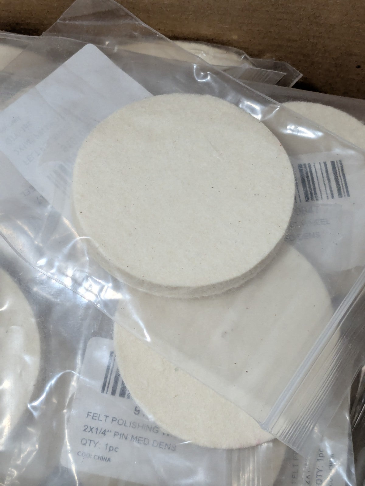 (100) Unmounted Polishing Buffing Wheel: 2" Dia, 1/4" Thick, 1/4" Arbor 91070847
