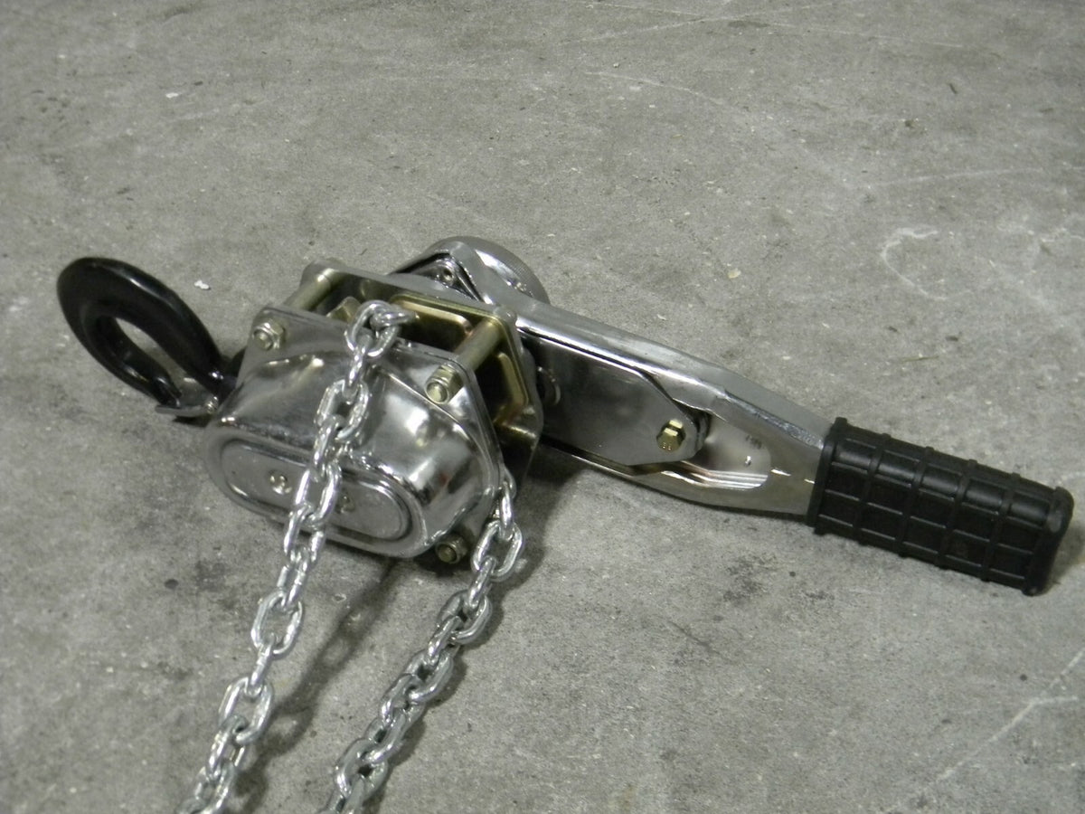 Chrome Plated Lever Chain Hoist 2200 lb Capacity 5 Ft. Lift