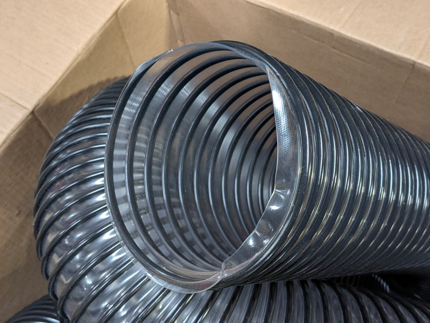 Flexaust Vacuum Duct Hose 25 Ft. x 6 In. Flex Tube-PV Clear / Black 3504060000