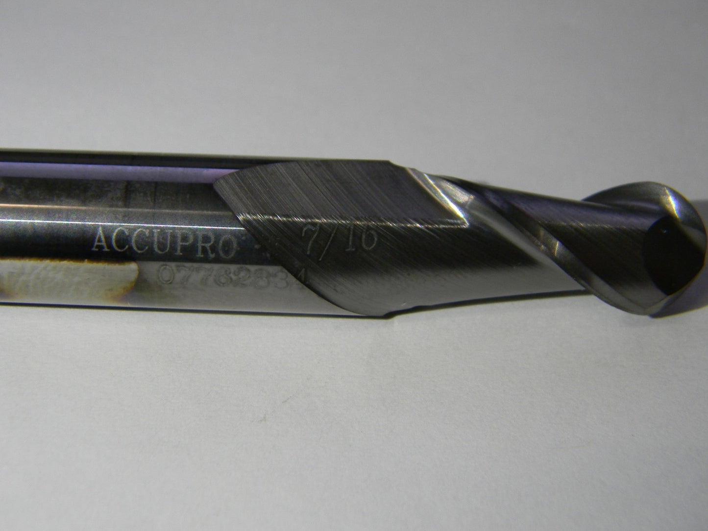 Accupro 7/16" x 1/2" x 7/8" x 4" Carb 2FL Double Ball End Mill  QTY 2  07762834