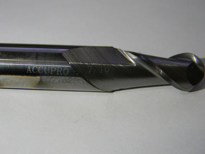 Accupro 7/16" x 1/2" x 7/8" x 4" Carb 2FL Double Ball End Mill  QTY 2  07762834