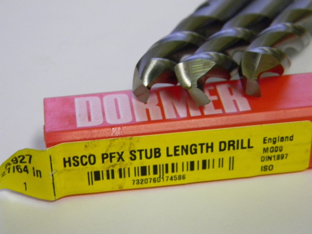 Dormer 27/64" x 45mm x 50mm x 95mm SP Cobalt Screw Machine Drills  QTY 3.  A927