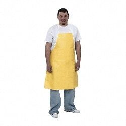 DUPONT 100pc yellow Disposable&ChemicalResistant Apron 36"Length 10.00 mil Thick
