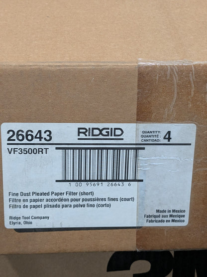 Ridgid Vacuum Cleaner High-Efficiency Filter: Dry &amp; Wet Pickup Box of 4 VF35