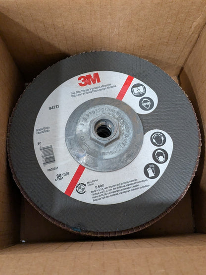 3M Flap Disc: 7" Dia, 80 Grit, Ceramic Alumina, Type 27 Box of 5 7000118486