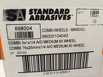 Mounted Flap Wheel: 3" Dia, 1" Face Width, 60 Grit qty10 BD-898004