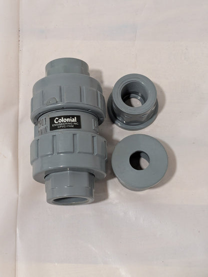 Colonial Plastic Union Check Valve: 1/2 in, CPVC Schedule 80 16883