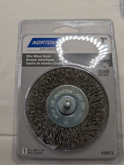 NORTON Wheel Brush qty5 : 3" Wheel Dia, Crimped 66252838973