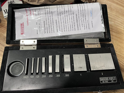 SPI Gage Block Set: 0.0625 to 2'' Range, 9 Pc, AS-1 Grade, Steel 11-345-6