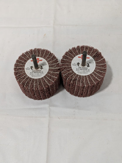 Wurth Mounted Flap Wheel: 3" Dia, 2" Face Width, 80 Grit 2 Pack 898009