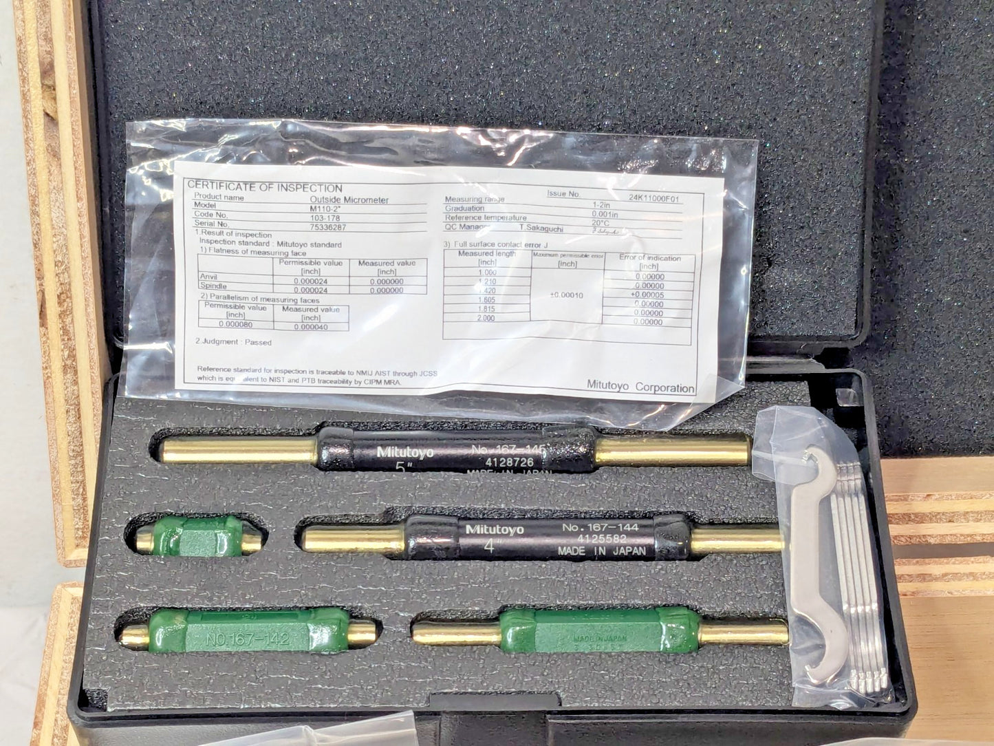 Mitutoyo Outside Micrometer Set w/Sandards 0 - 6" Range OMST-6" 103-904-10