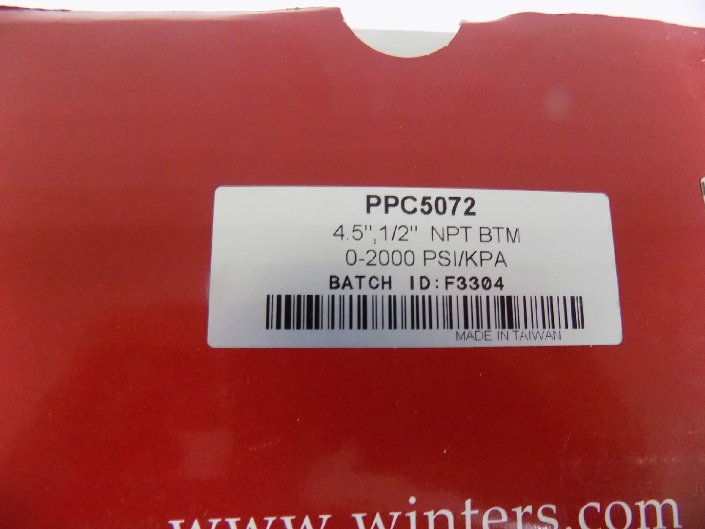 Winters Winters 4-1/2" Dial 1/4 Thread 0-15 Scale Range Pressure Gauge PPC5