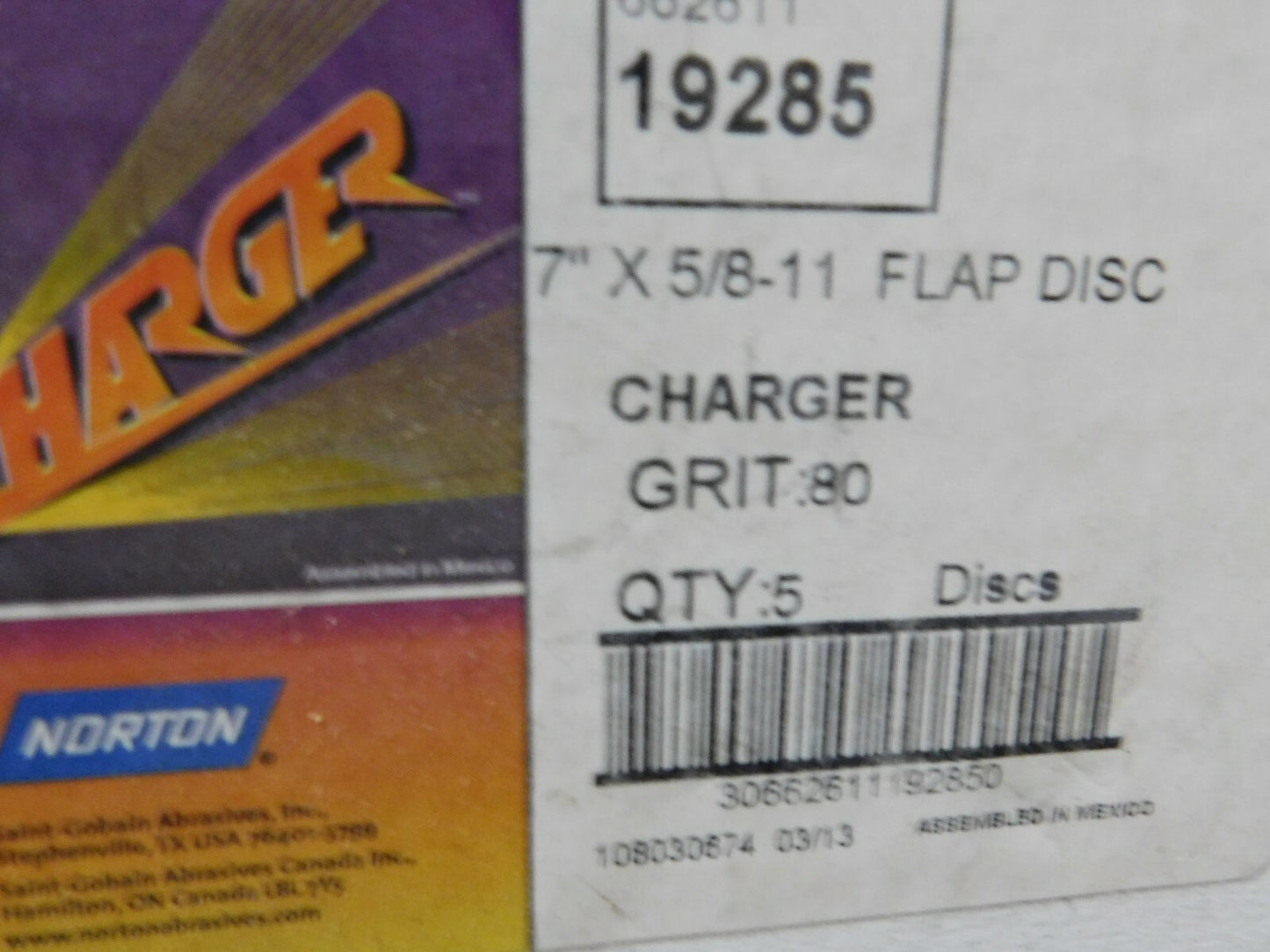 Norton 80 Grit 7" Disc Diam Alumina Flap Disc QTY 5 66261119285