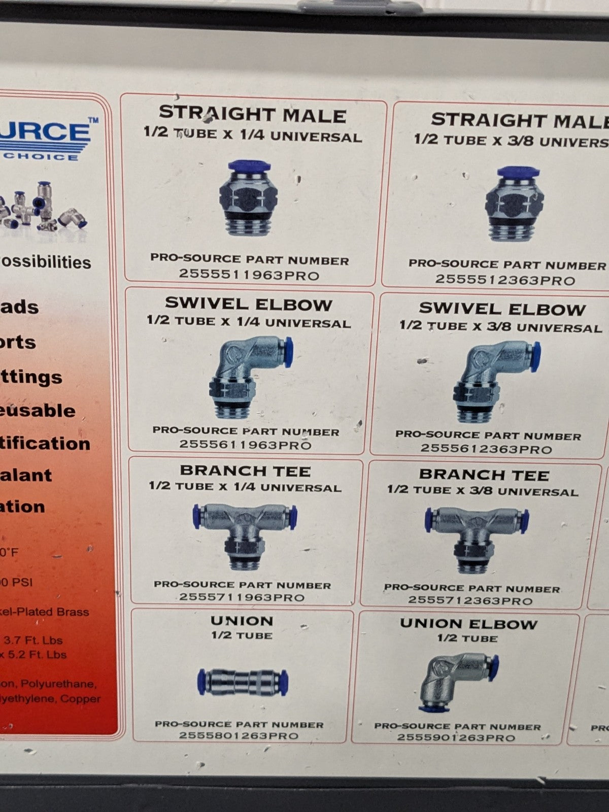 PRO-SOURCE 36 Piece, Push to Connect Fitting Kit: 1/2" Tube 2569601236PRO