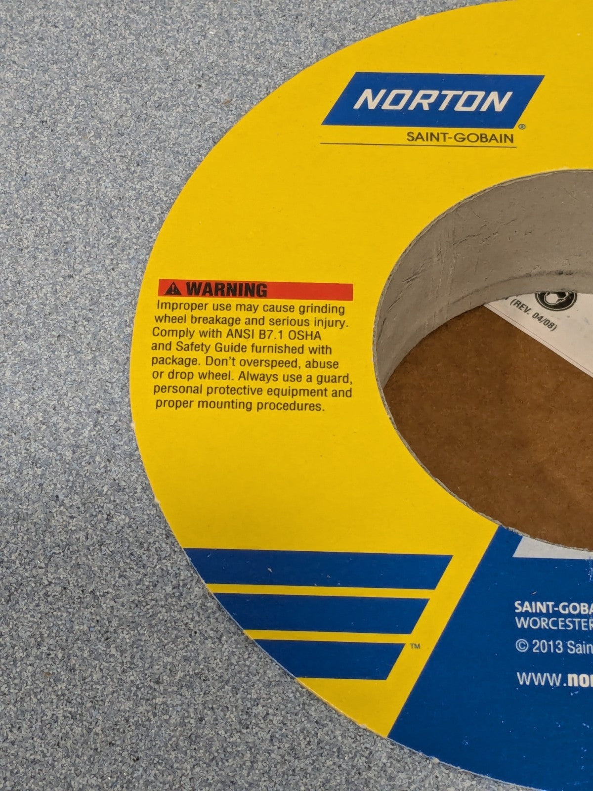Norton Surface Grinding Wheel: 12" Dia, 1-1/2" Thick, 3" Arbor, 46G 66253202820