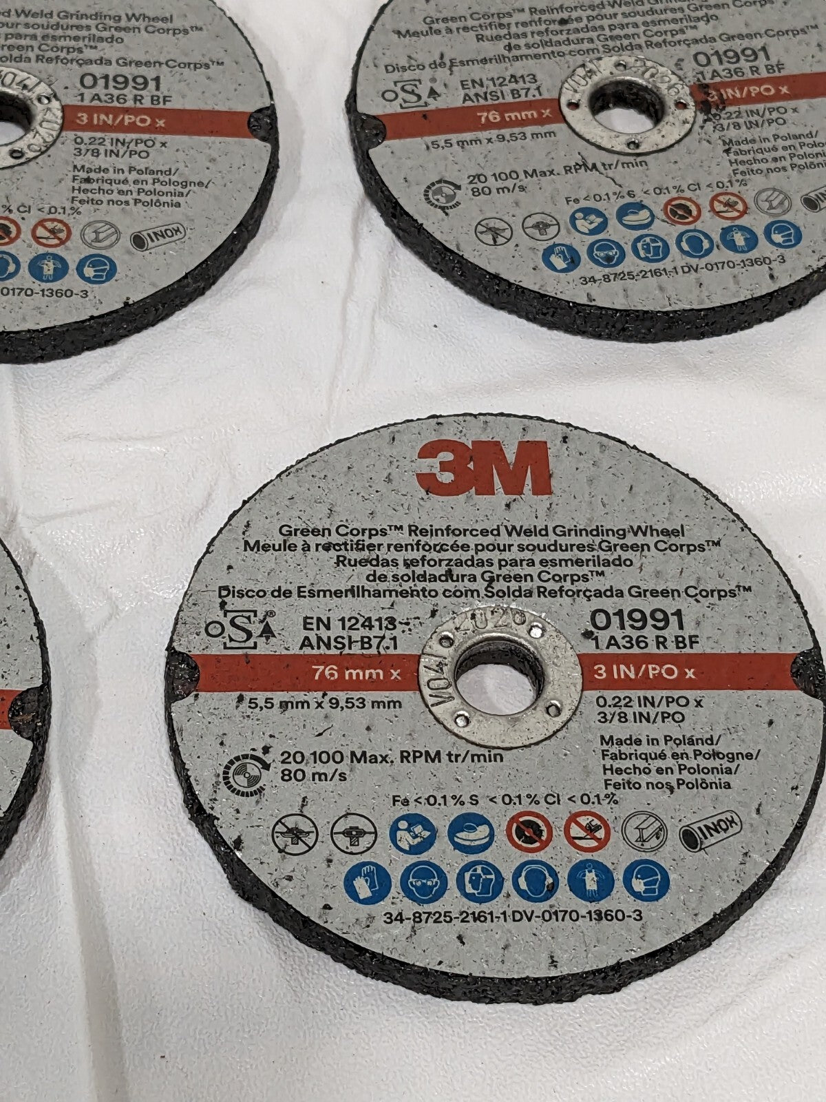 3M Cut-Off Wheel: 3″ Dia, 3/16″ Thick, 3/8″ Hole, AO Qty 5 7100229883