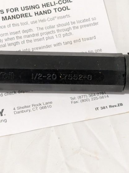 HELI-COIL Thread Insert Hand Installation Tool: 1/2-20 7552-8