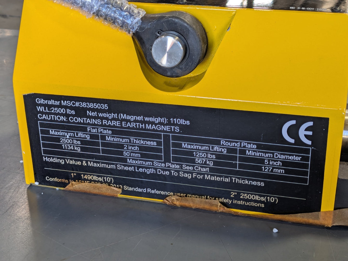 Gibraltar Permanent Magnetic Lifter w/ On / Off Handle 2500 lb. Capacity