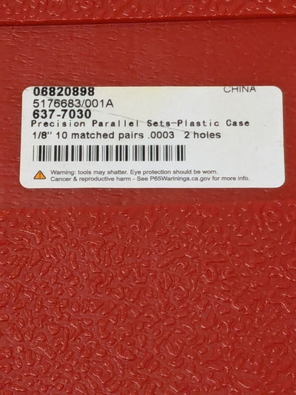 16 Pc Alloy Steel Thin Parallel Set 6" Long x 1/8" Thick 637-7030 INCOMPLETE