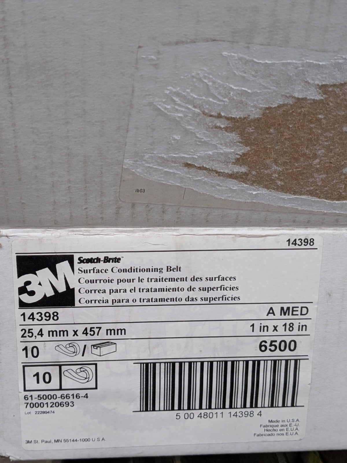 3M Abrasive Belt: 1" Wide, 18" OAL, Aluminum Oxide Box of 10 7000120693