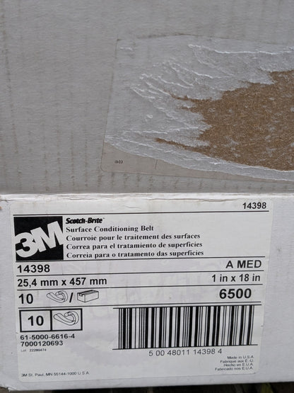 3M Abrasive Belt: 1" Wide, 18" OAL, Aluminum Oxide Box of 10 7000120693