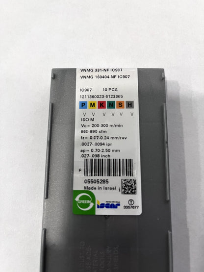 Iscar Carbide Turning Inserts VNMG 331 NF IC 907 10 Pack 5505285