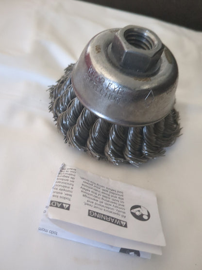 Osborn Cup Brush: 2-3/4" Dia, 0.02" Wire Dia, Steel, Knotted 0003356100