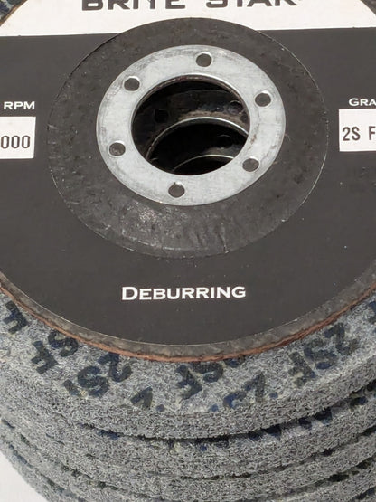 Brite Star Deburring Disc: 4-1/2" Dia, 7/8" Hole, Fine Grade Qty 5 66261112570