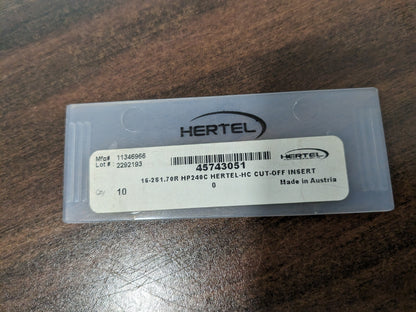 HERTEL 10ct 162S1.70R HP240C Carbide Cutoff Insert 45743051