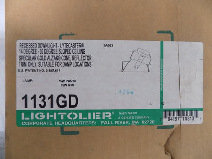 Lightolier Shallow Slope Ceiling Reflector Trim 1131GD 14-30º Gold /White Trim