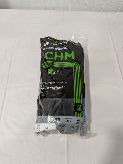 SHOWA Chemical Resistant Gloves: Size L, 26.00 mil Pack of 12 CHML-09
